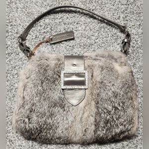 AQUA MADONNA Leather & Rabbit Fur Buckle Bag